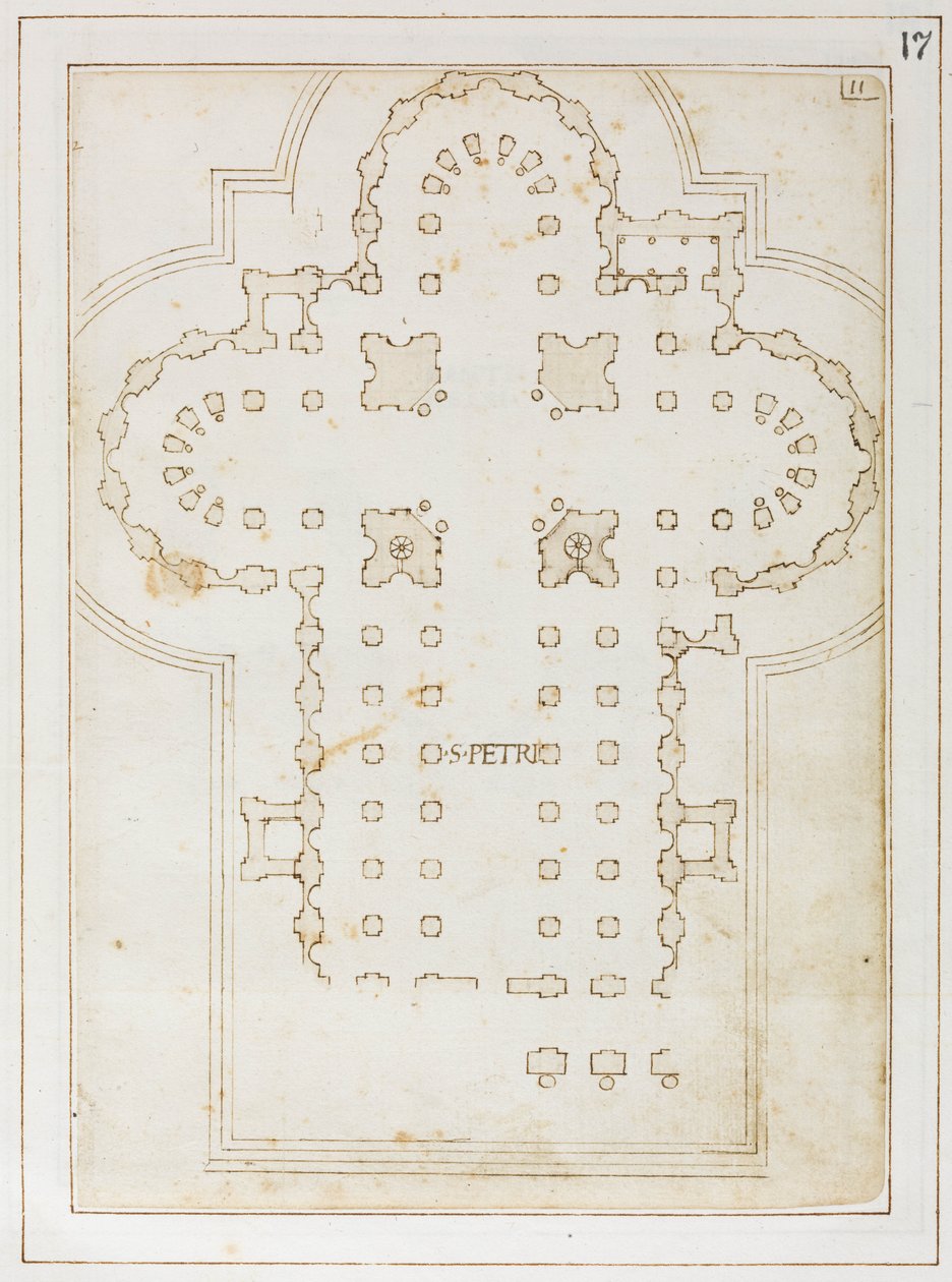 Plan św. Piotra, Codex Coner, 1513-15 (atrament na papierze) autorstwa Bernardo Della Volpaia Bernardo Della Volpaia