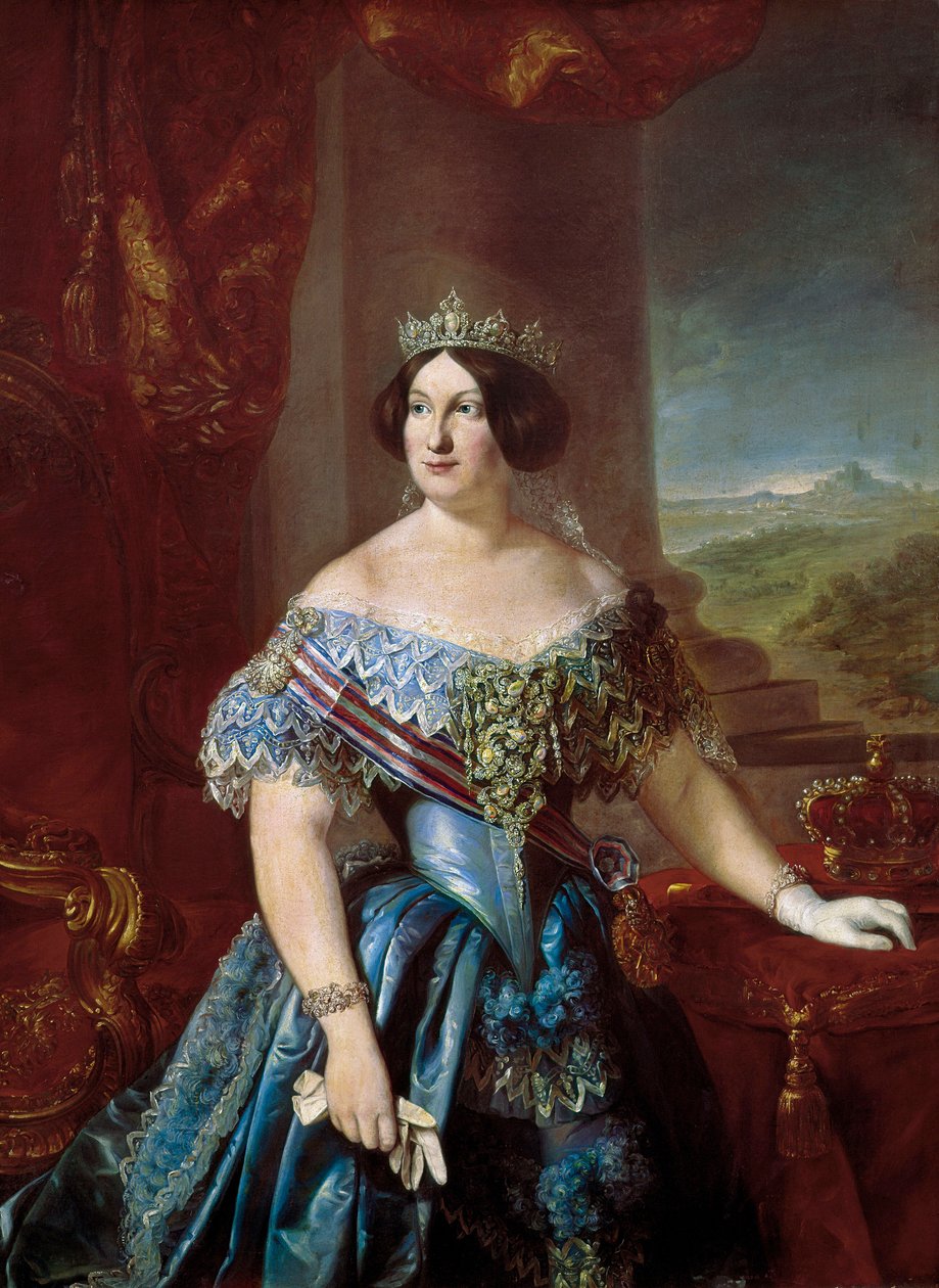 Portret Izabeli II Hiszpańskiej (Isabella de Bourbon) (1830-1904). Obraz Bernardo LOPEZ PIQUER autorstwa Bernardo Lopez y Piquer