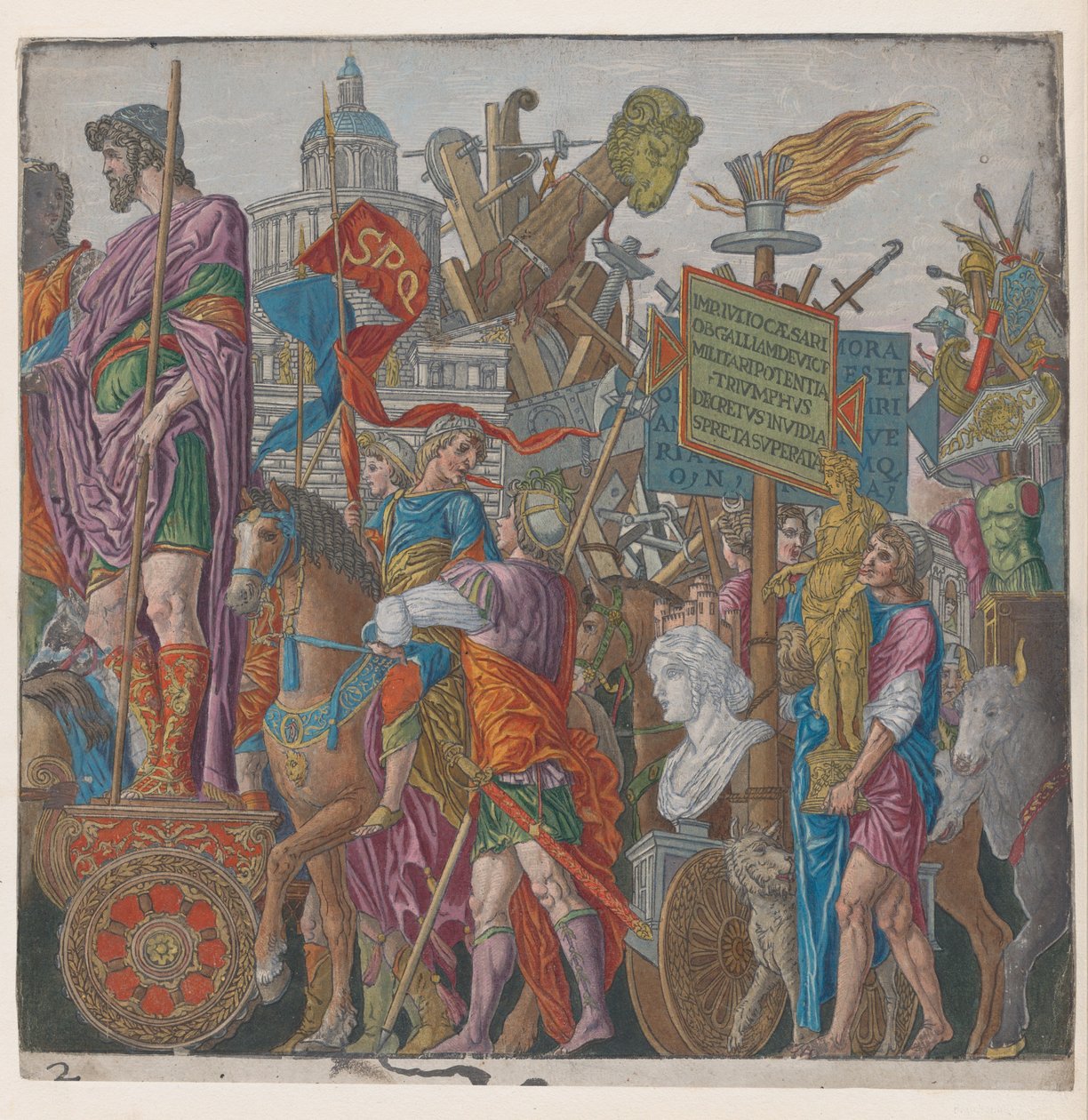 Arkusz 2: Rydwan triumfalny, z Triumfu Juliusza Cezara, 1599. autorstwa Bernardo Malpizzi