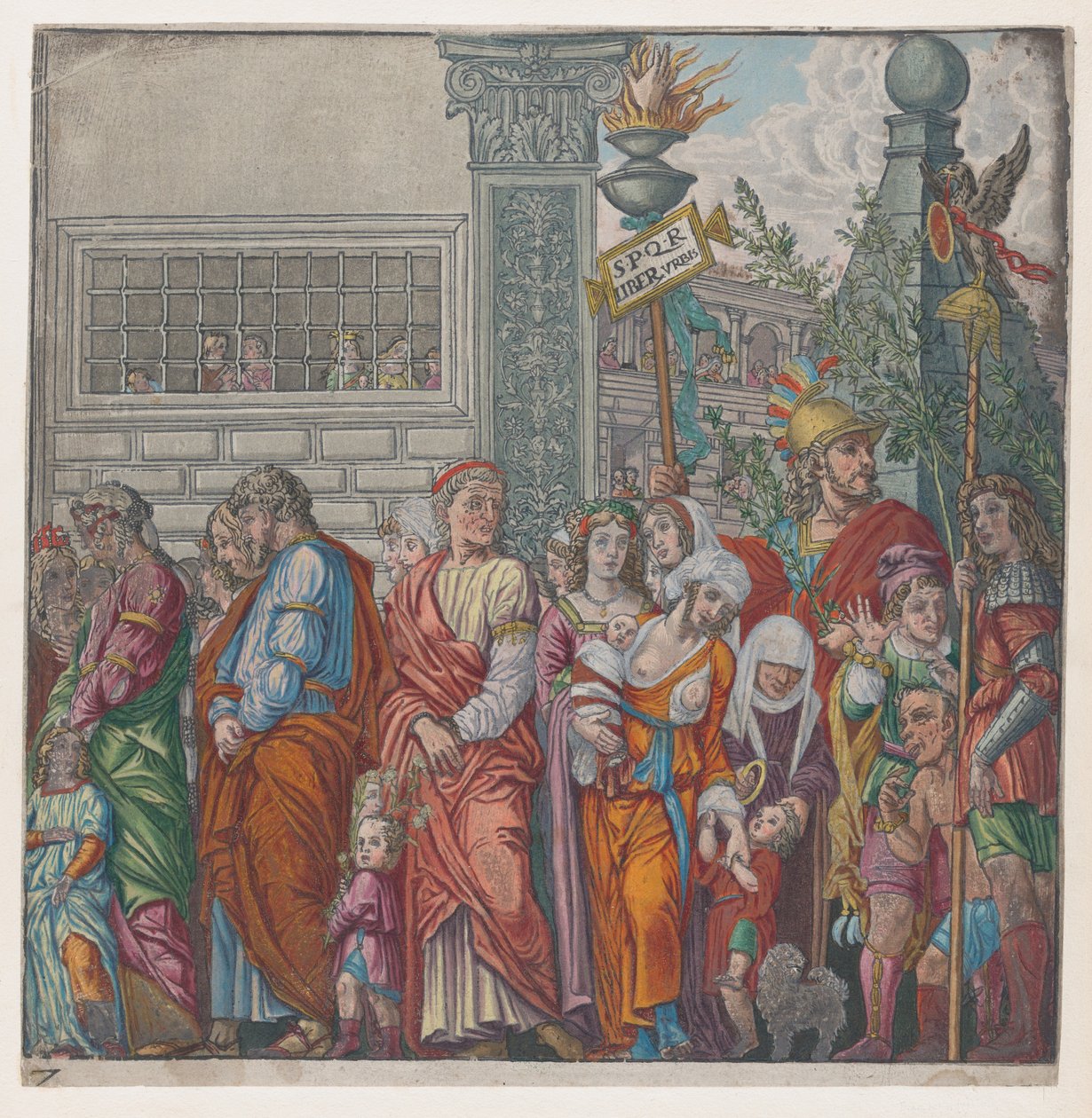 Arkusz 7: procesja, z Triumfu Juliusza Cezara, 1599. autorstwa Bernardo Malpizzi