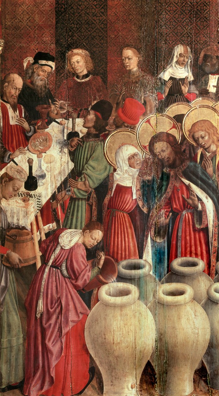 Ołtarz Przemienienia Pańskiego, fragment ślubu Kana autorstwa Bernardo Martorell