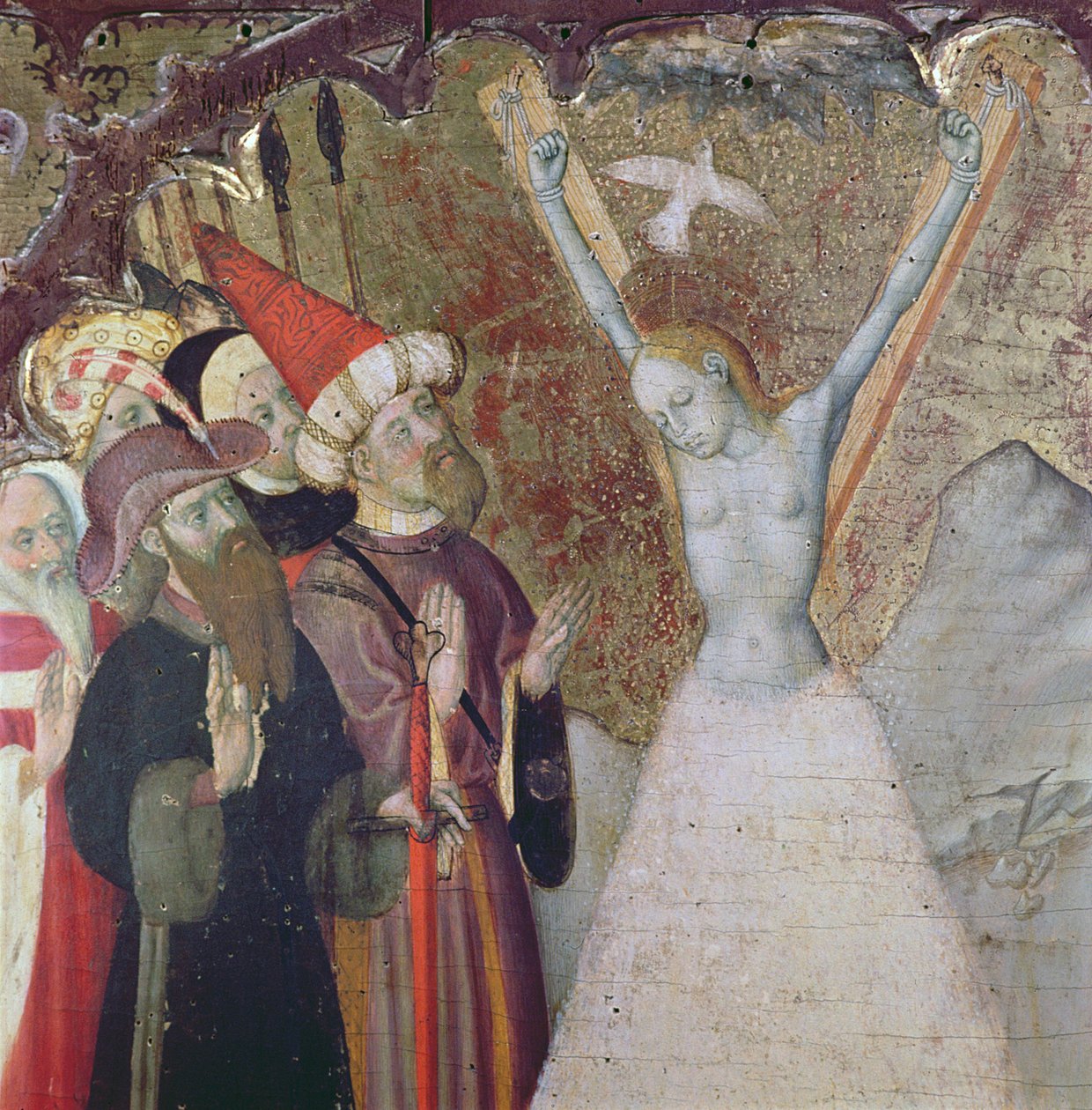 Męczeństwo św. Eulalii (tempera i złoty płatek na desce) (szczegół) autorstwa Bernardo Martorell