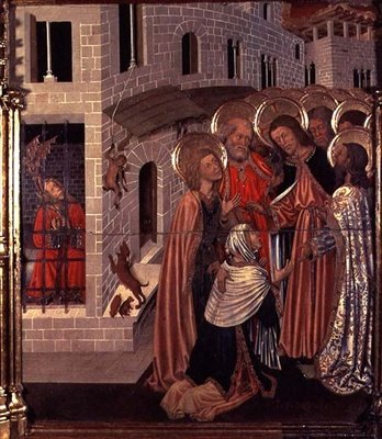 Uzdrowienie opętanych, panel predella z Ołtarza Przemienienia Pańskiego autorstwa Bernardo Martorell