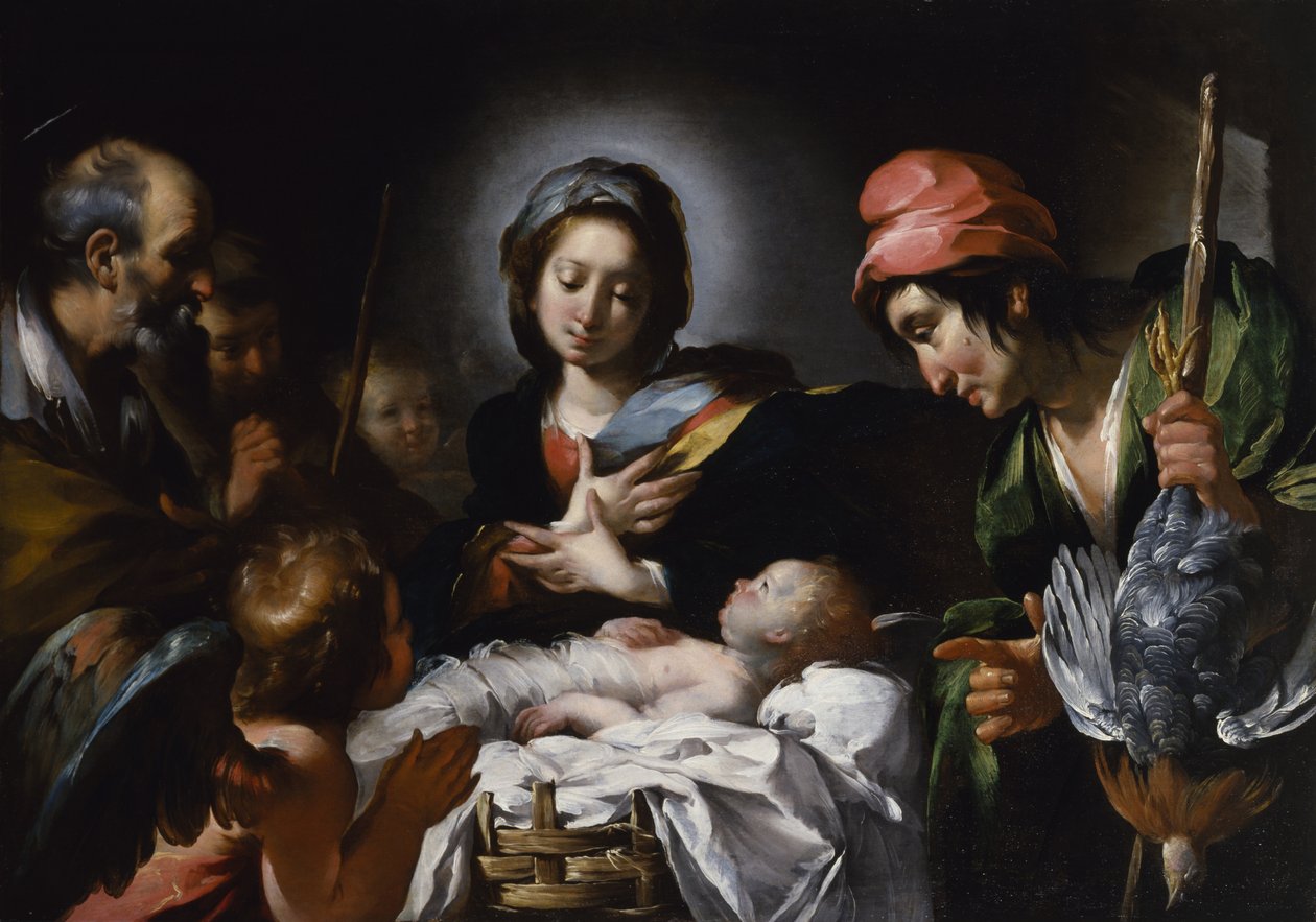 Adoracja pasterzy, ok. 1615 (olej na płótnie) autorstwa Bernardo Strozzi