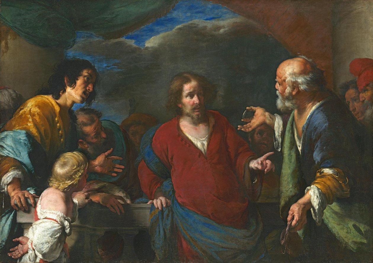 Przypowieść o groszu odsetkowym autorstwa Bernardo Strozzi
