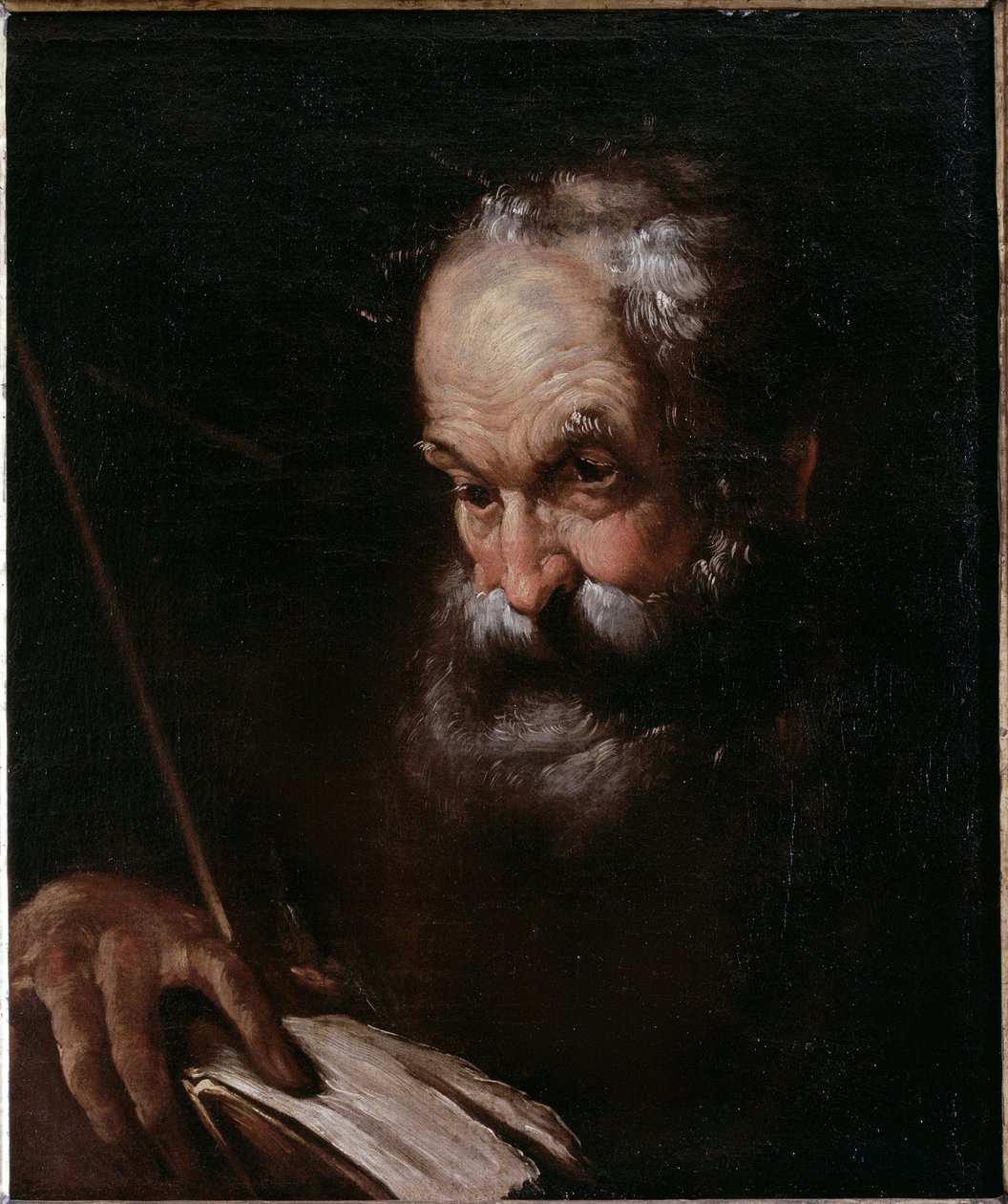 Portret starca z książką (olej na płótnie) autorstwa Bernardo Strozzi