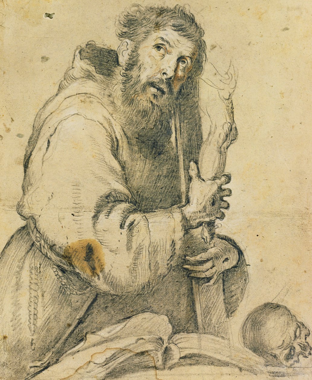 Święty Franciszek trzymający krucyfiks w ramionach; Święty Franciszek trzymający krucyfaks w ramionach, autorstwa Bernardo Strozzi