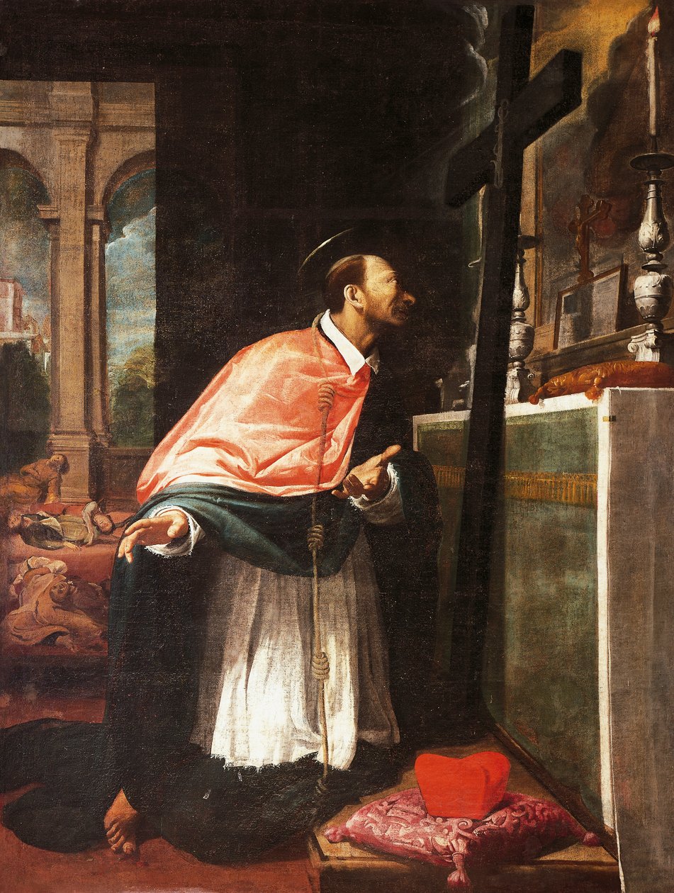St Charles Borromeo, Bernardo Strozzi (1581-1644), kościół kapucynów, Sarzana, Włochy autorstwa Bernardo Strozzi