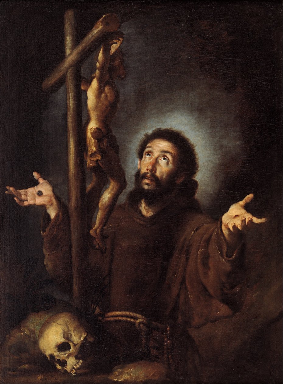 Św. Franciszek z Asyżu adorujący Krucyfiks autorstwa Bernardo Strozzi