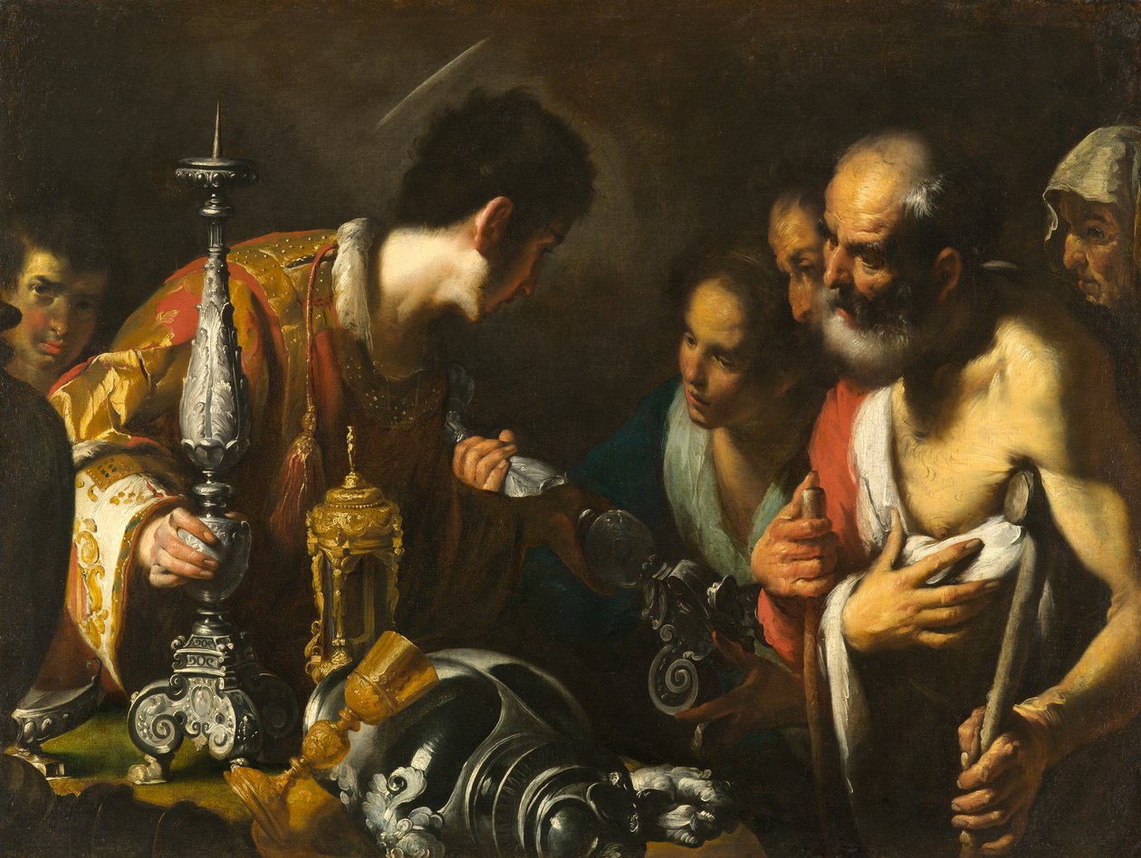 Wawrzyniec roznoszący skarby kościoła, ok. 1625 (olej na płótnie) autorstwa Bernardo Strozzi
