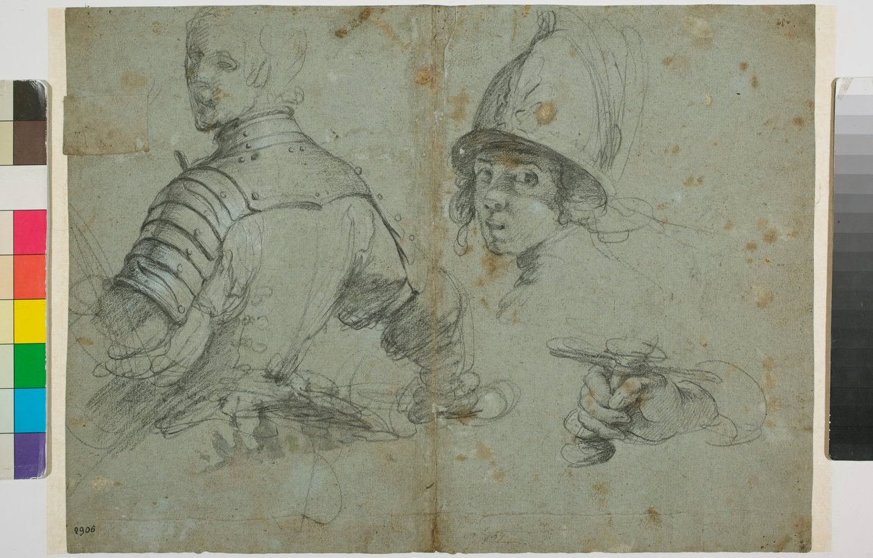 Studium młodego mężczyzny w zbroi autorstwa Bernardo Strozzi