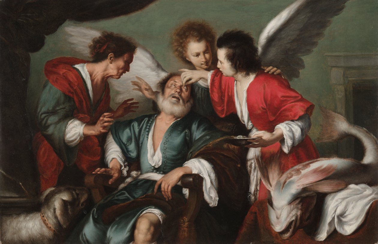 Uzdrowienie Tobita autorstwa Bernardo Strozzi