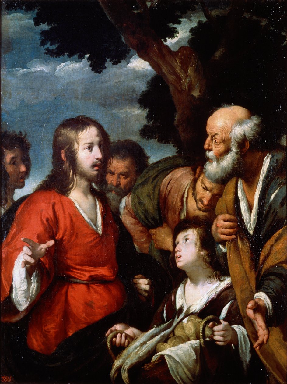 Cud pięciu chlebów i dwóch ryb, po 1630 r. autorstwa Bernardo Strozzi