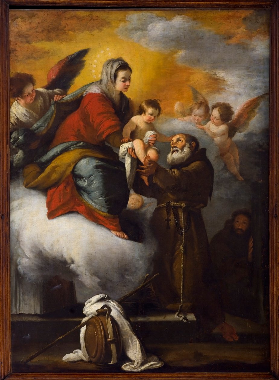 Matka Boża daje Dzieciątko Jezus Błogosławionej Felicji z Kantalicji (olej na płótnie) autorstwa Bernardo Strozzi