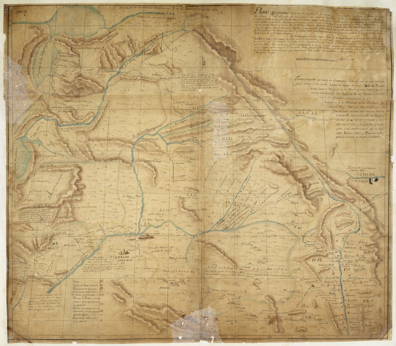 Mapa większej części Nowego Meksyku i części Górnej Kalifornii autorstwa Bernardo de Miera y Pacheco