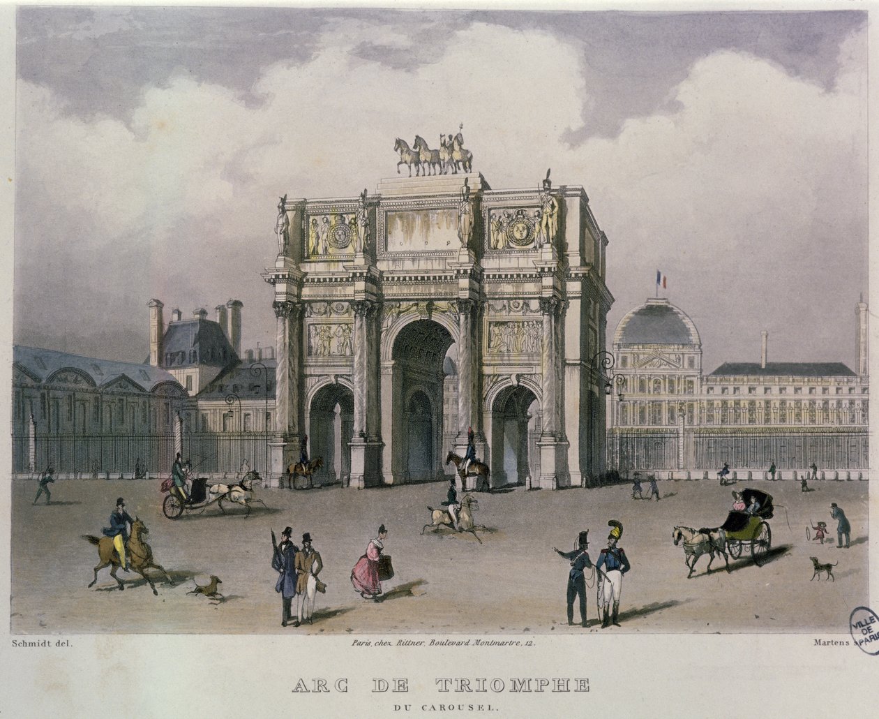 Łuk Triumfalny du Carrousel, Paryż, 1832 autorstwa Bernhard Schmidt
