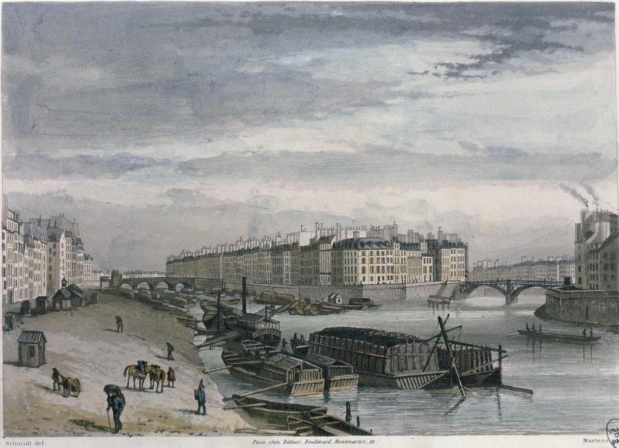 Ile Saint-Louis, 1832 (kolor grawerowany) autorstwa Bernhard Schmidt