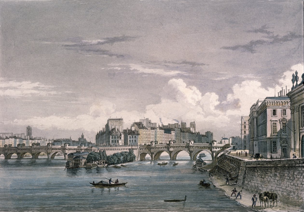 Pont Neuf, 1832, (kolor grawerowany) autorstwa Bernhard Schmidt