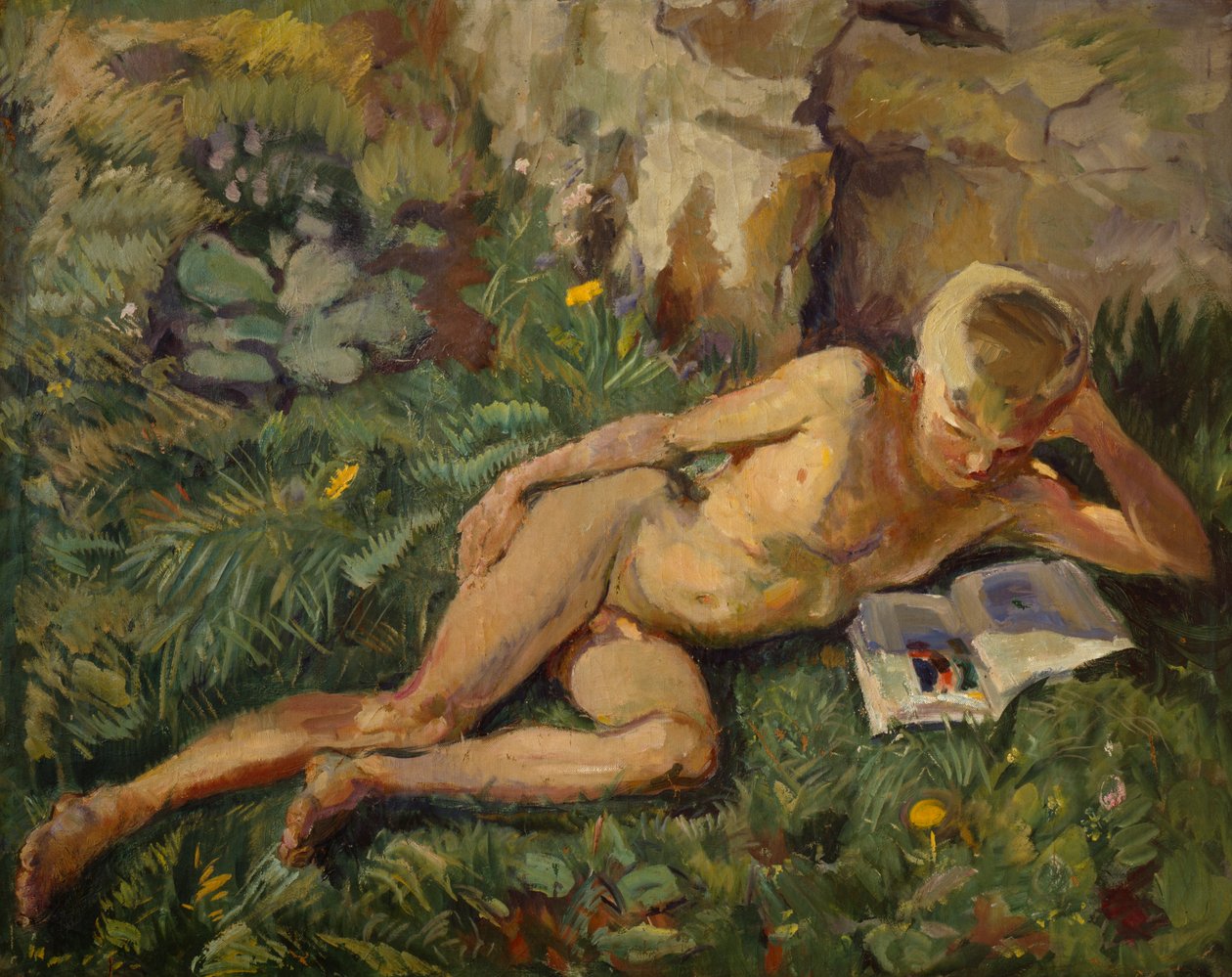 Knut w trawie (olej na płótnie) autorstwa Bernhard Dorotheus Folkestad
