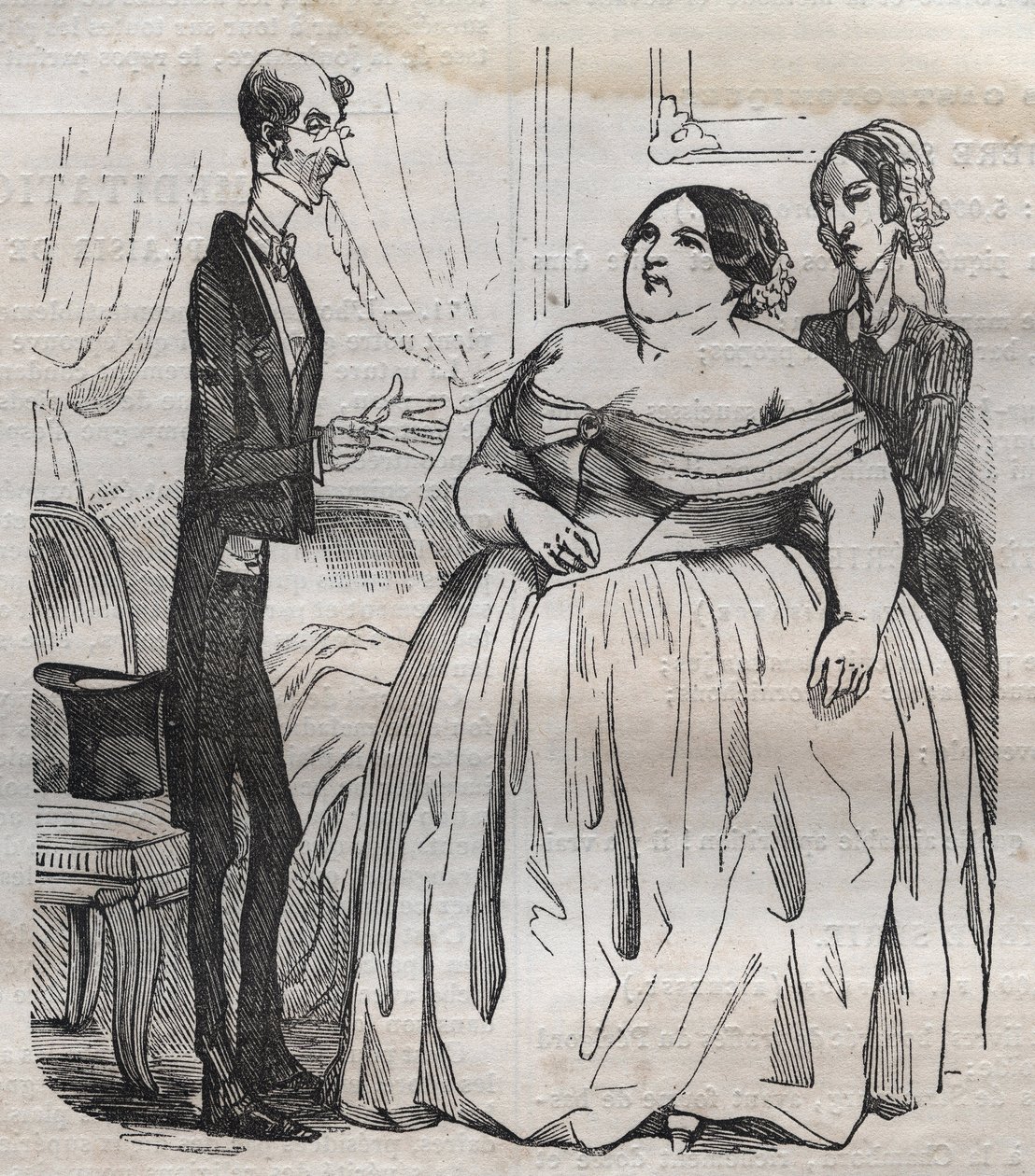 Gourmands - otyłość i chuda - grawerowanie w „La Physiologie du gout” Jeana Anthelme Brillat Savarin (Brillat-Savarin autorstwa Bertall