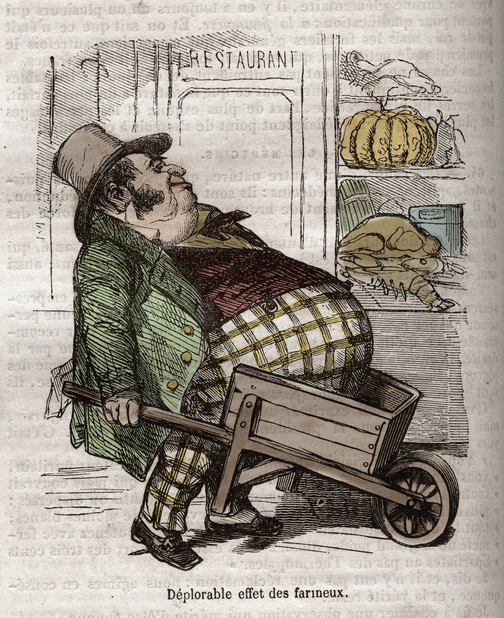 Obeite - Des Gourmands - opłakany efekt des floureux - grawerowanie w „La Physiologie du gout” Jeana Anthelme Brillat Savarin (Brillat-Savarin autorstwa Bertall