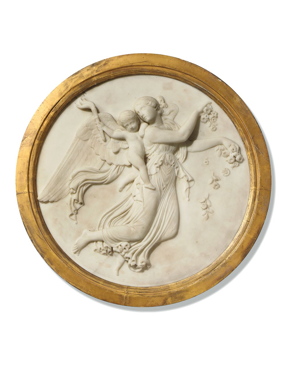 Okrągła płaskorzeźba „Dzień”, ok. 1815-20 (marmur w oprawie z pozłacanego drewna) autorstwa Bertel (workshop of) Thorvaldsen