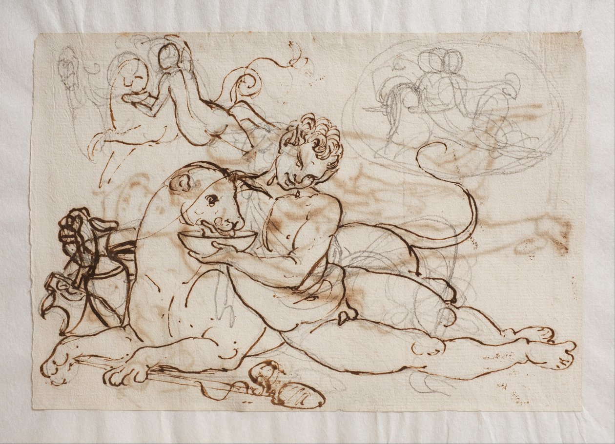 Bachant (młody satyr) proponuje Panterę do picia autorstwa Bertel Thorvaldsen