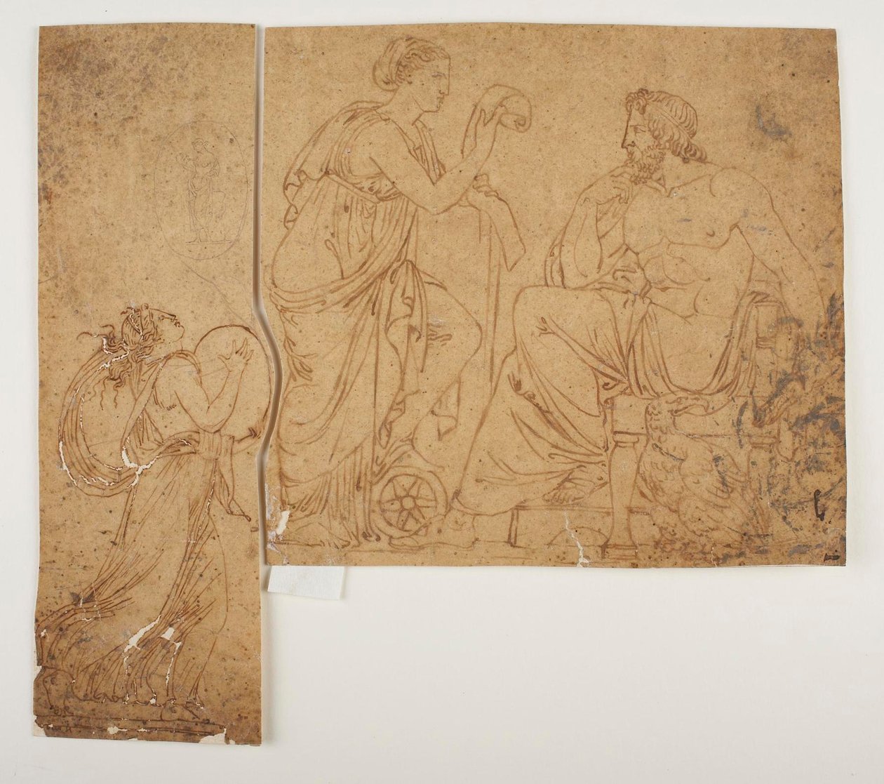 Mänade spielt das Zimbel. Nemesis liest Jupiter die Taten der Menschen vor autorstwa Bertel Thorvaldsen