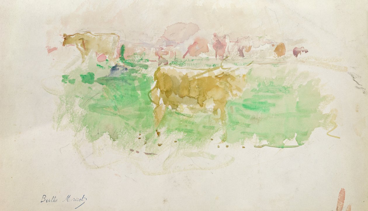 Krowy w Normandii, 1880 autorstwa Berthe Morisot