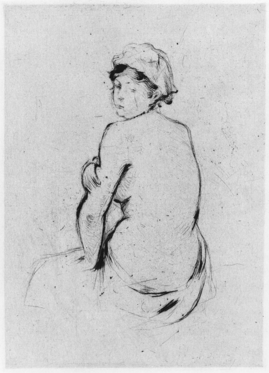 Akt kobiecy widziany z tyłu, 1889 (sucha igła) autorstwa Berthe Morisot