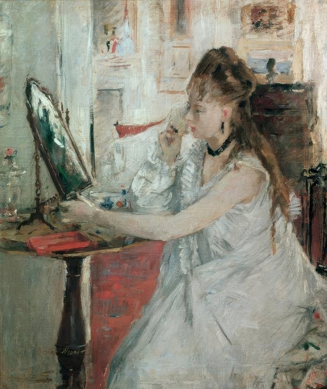 Jeune femme se poudrant (młoda kobieta pudrująca się) autorstwa Berthe Morisot