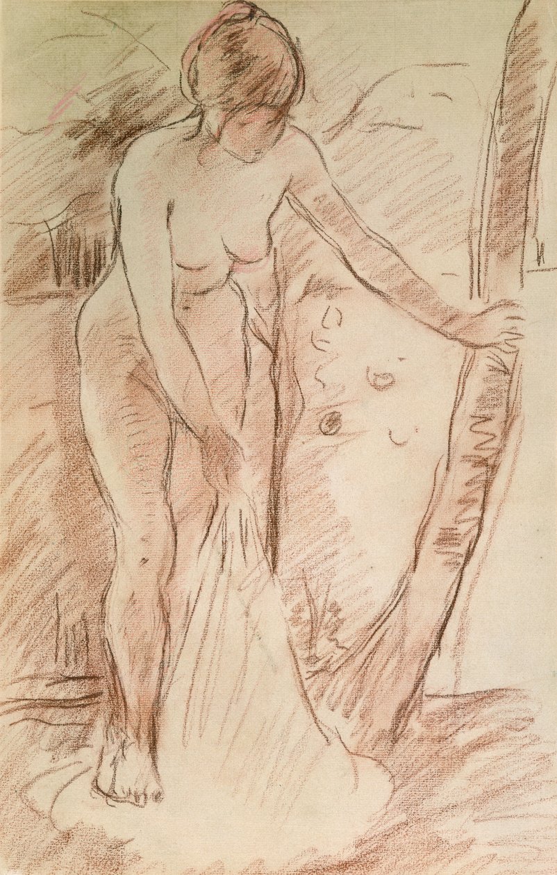 Kąpiący się na stojąco, 1888 (sangwina na papierze) autorstwa Berthe Morisot