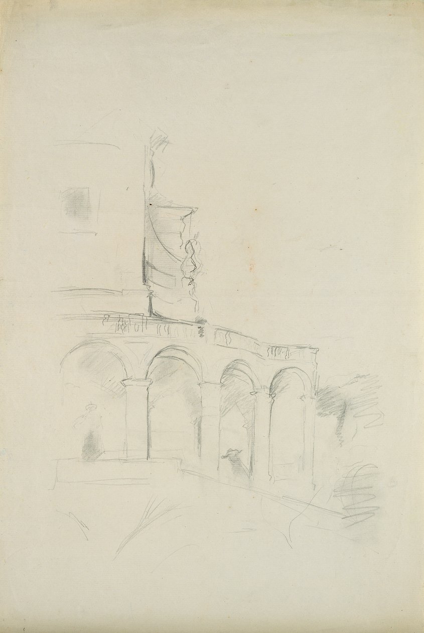 Willa w Saint-Pons w Nicei, 1889 (grafit na papierze) autorstwa Berthe Morisot
