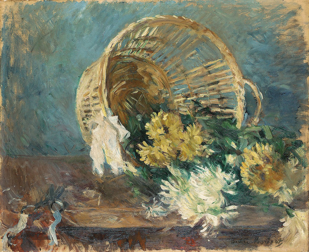 Chryzantemy lub przewrócony kosz, 1885 autorstwa Berthe Morisot