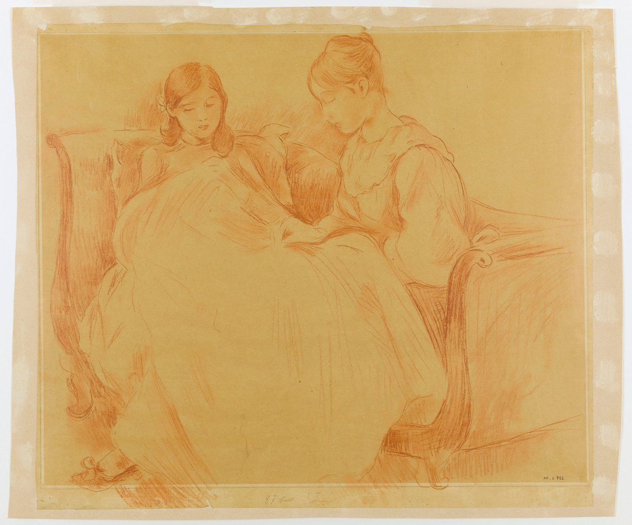 Studium młodych dziewcząt szyjących autorstwa Berthe Morisot