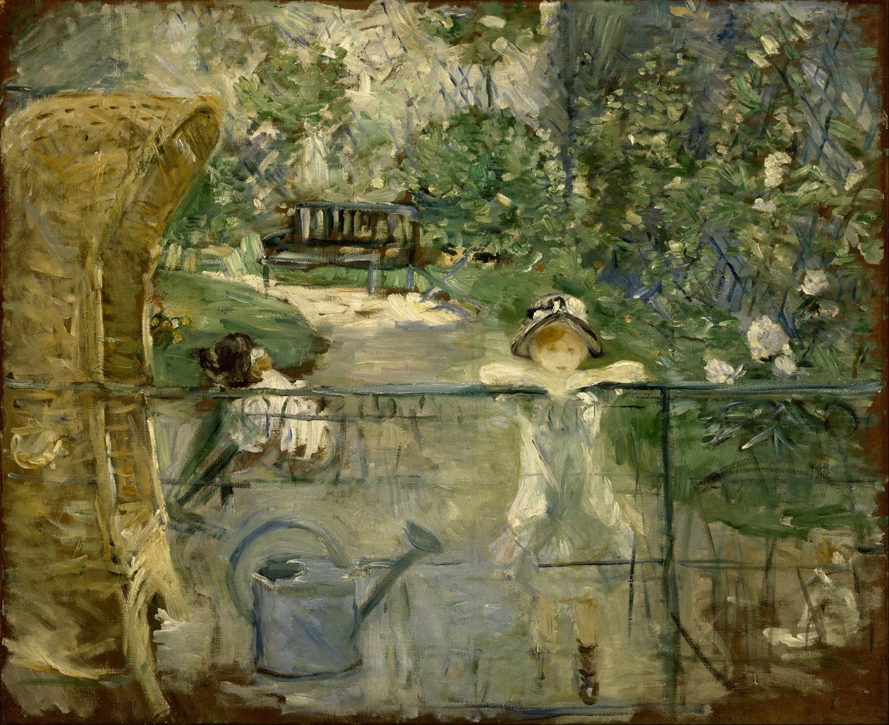 Dziewczyny w ogrodzie, znane również jako La hotte autorstwa Berthe Morisot