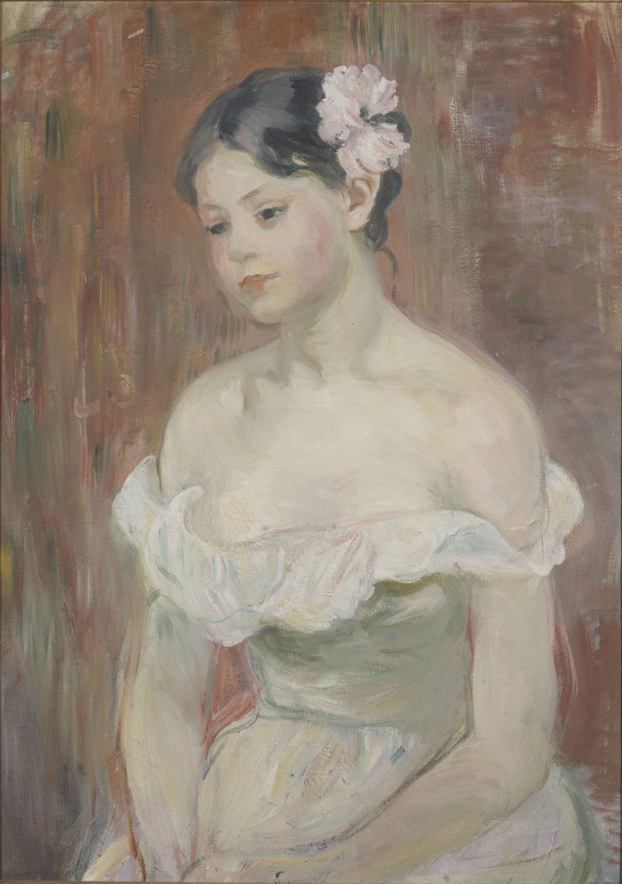 Dziewczyna z dekoltem Kwiat we włosach autorstwa Berthe Morisot