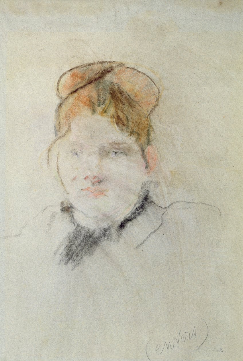 Głowa kobiety, 1886 (pastel na papierze) autorstwa Berthe Morisot