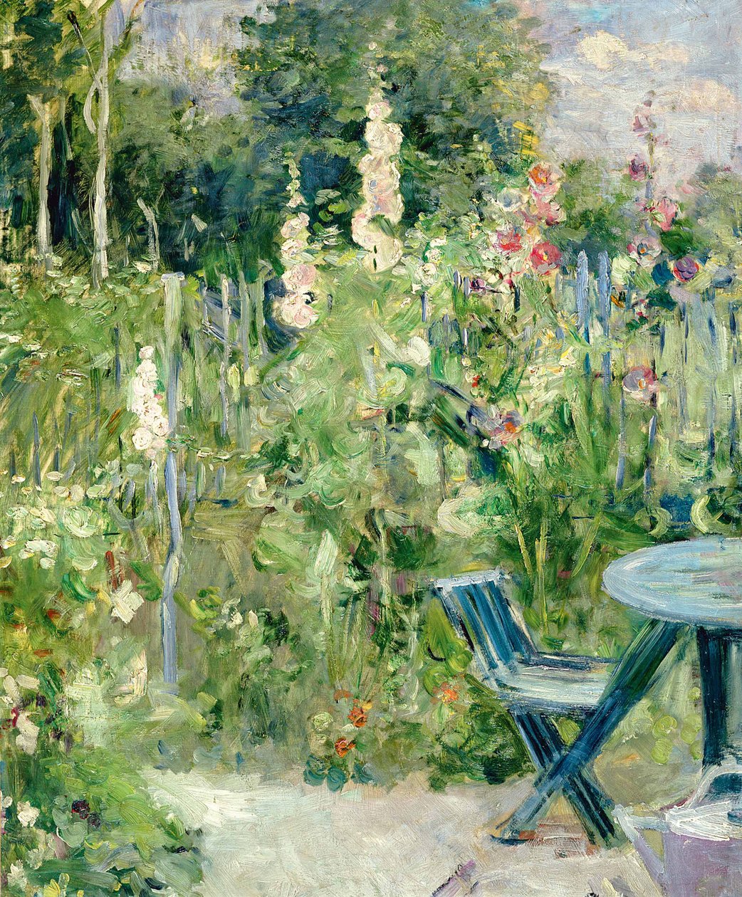 Malwy Róże trémières, 1884 autorstwa Berthe Morisot