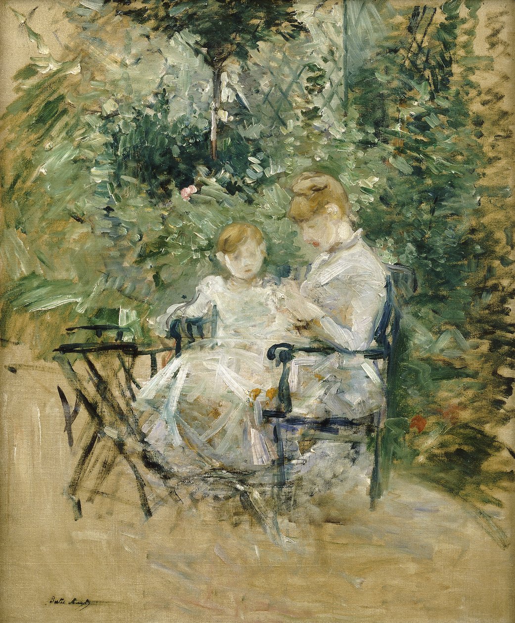 W ogrodzie; W ogrodzie, ok.1885 autorstwa Berthe Morisot