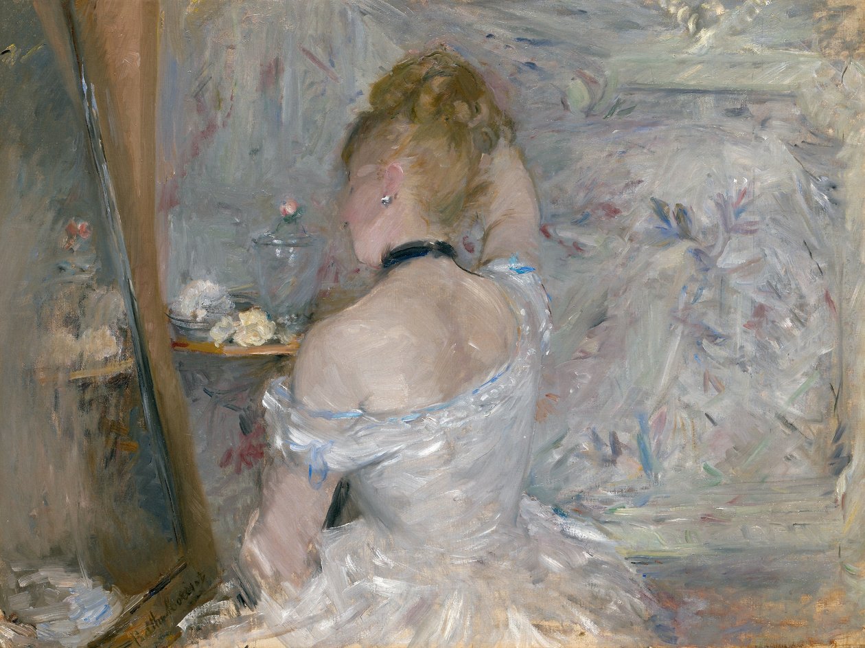 Młoda kobieta odwrócona plecami do toalety autorstwa Berthe Morisot