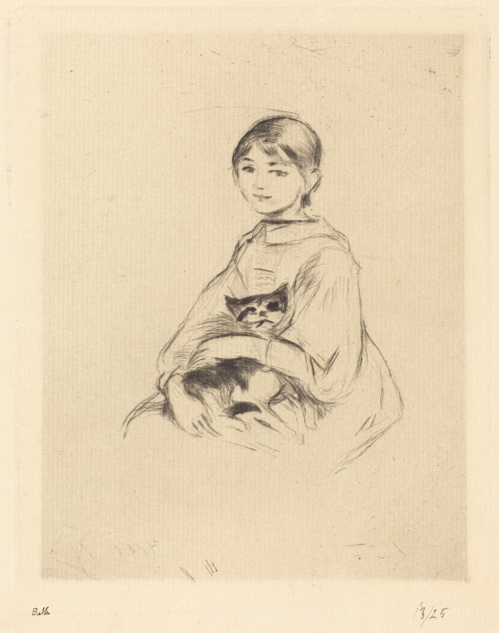 Julie Manet trzymająca kota autorstwa Berthe Morisot