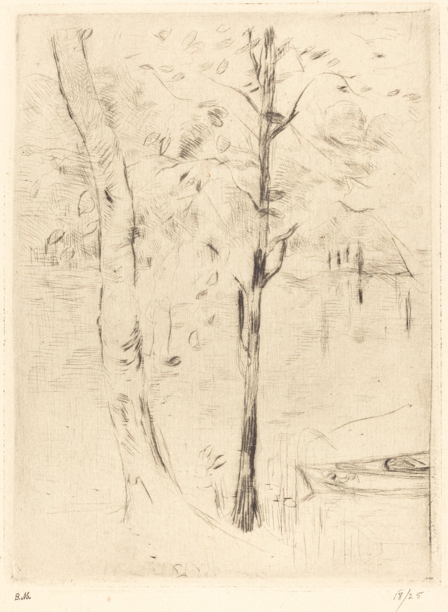 Jezioro z łodzią wiosłową, 18881890. autorstwa Berthe Morisot