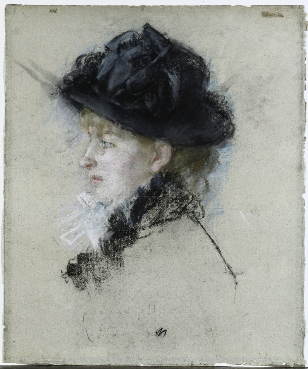 Mademoiselle Louise Riesener w kapeluszu autorstwa Berthe Morisot