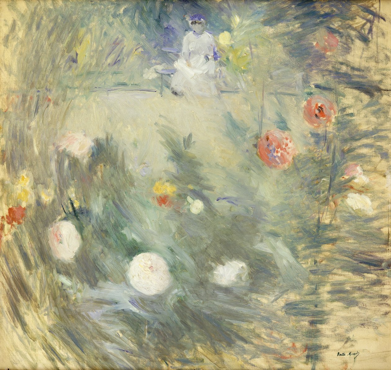 Niania na końcu ogrodu; Pielęgniarka na dnie ogrodu, 1880 autorstwa Berthe Morisot