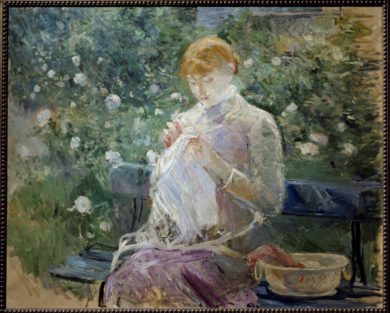 Pasie szyje w ogrodzie Obraz Bougival Berthe Morisot (1841-1895) 1881 Ndz. 0,81x1 m Pau, Muzeum Sztuk Pięknych autorstwa Berthe Morisot