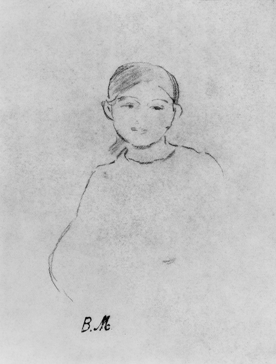 Portret młodej dziewczyny, 1887 (czarna ołowianka na papierze) autorstwa Berthe Morisot