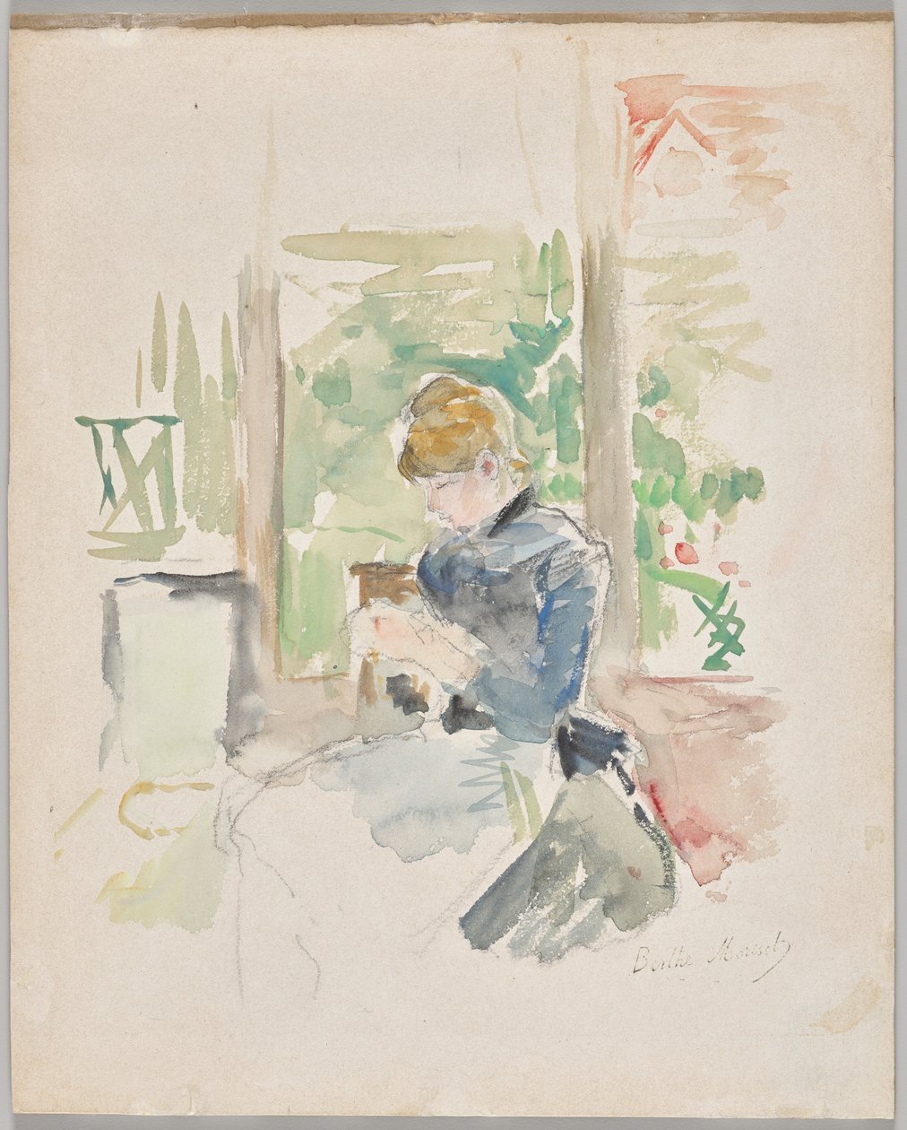 Szycie przy oknie autorstwa Berthe Morisot