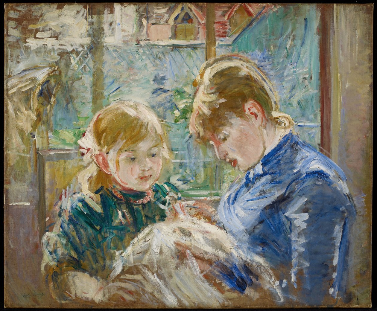 Córka artystki, Julie, ze swoją nianią autorstwa Berthe Morisot