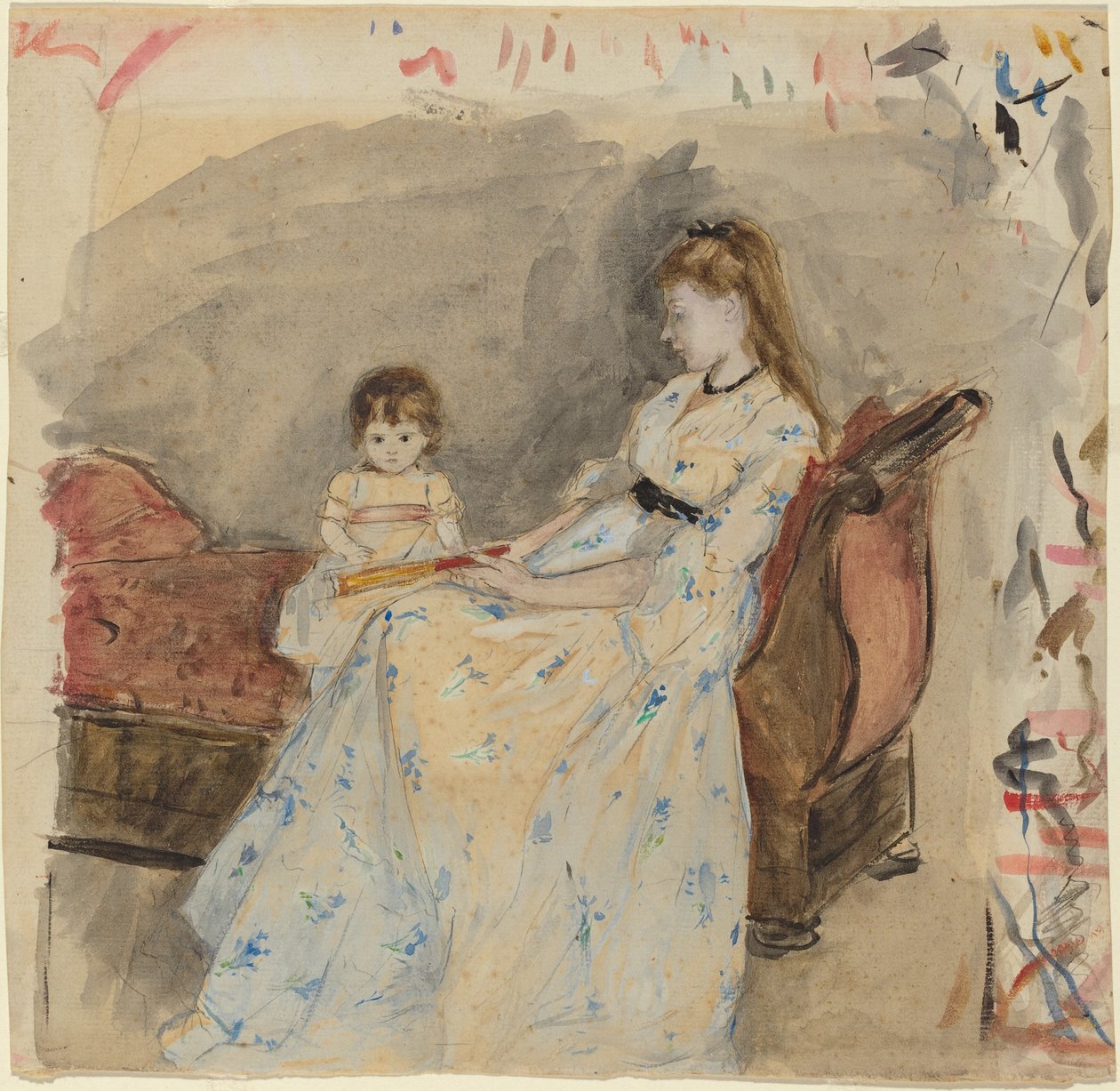Siostra artysty, Edma, z córką, Jeanne, 1872. autorstwa Berthe Morisot